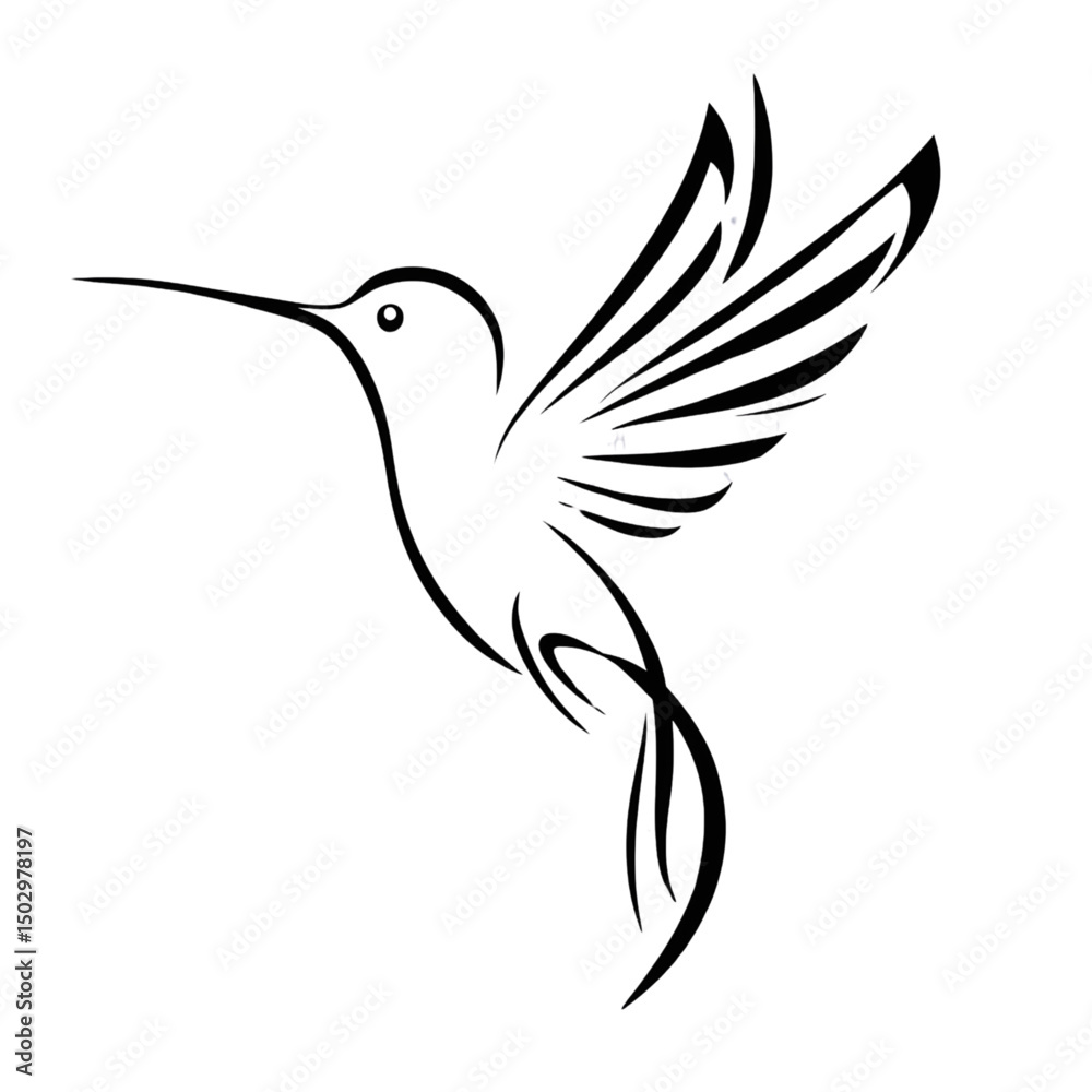 Obraz premium Minimalist Hummingbird Line Art Tattoo Design