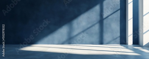 Sunlit interior room, blue wall