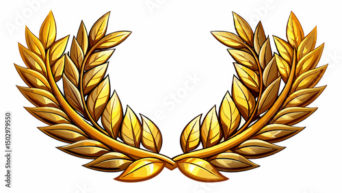 A golden laurel branch with detailed leaves symbolizes victory and achievement. Its shiny metallic finish adds elegance and prestige, making it a perfect element for a refined vector design.