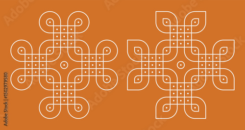 Set of modern pulli kolam. Indian home decor patterns.