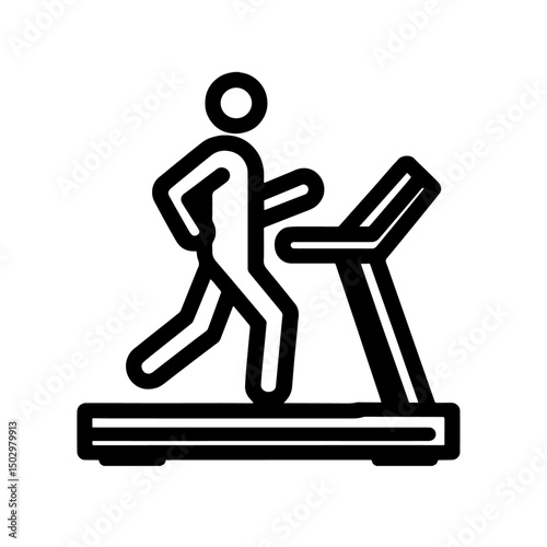 treadmill machine icon, gym tool, outline vector, transparent background