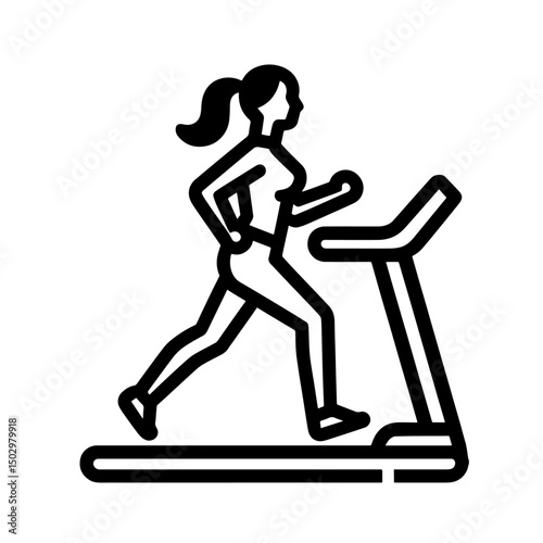 treadmill machine icon, gym tool, outline vector
