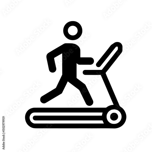 treadmill machine icon, gym tool, outline vector, transparent background