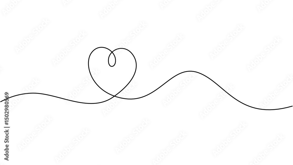 Fototapeta premium Continuous Line Art Heart Design Simple, Elegant, and Minimalist Vector Illustration