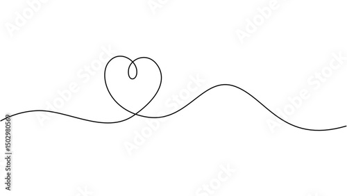 Continuous Line Art Heart Design Simple, Elegant, and Minimalist Vector Illustration