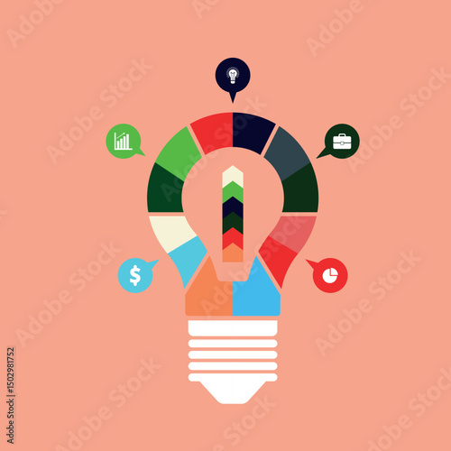 Bright light bulb symbol for creative idea and business innovation