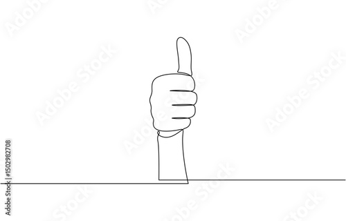 Thumbs up icon continuous single line drawing vector illustration, Satisfaction customer concept. ok hand gesture hand drawn isolated on white background.