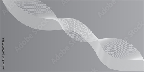 Abstract white light wave design with smooth lines vector pattern