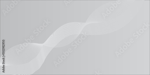 Abstract white light wave design with smooth lines vector pattern
