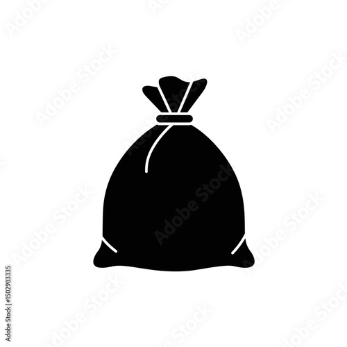 Black garbage bag icon for cleaning concept  