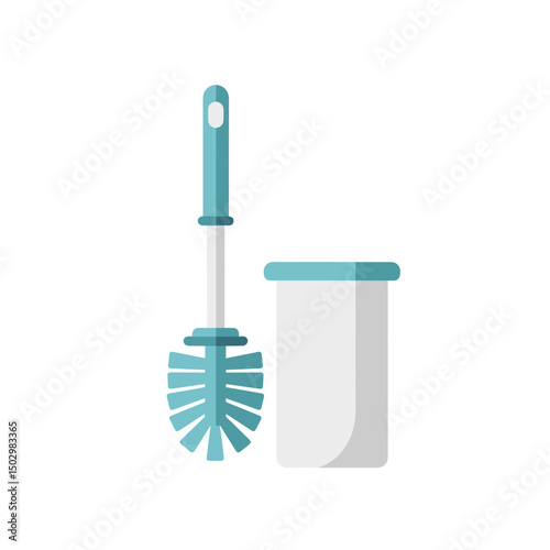 Cleaning tools, toilet brush icon and holder for bathroom hygiene  