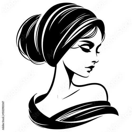 スカーフを巻いた女性のイラスト
