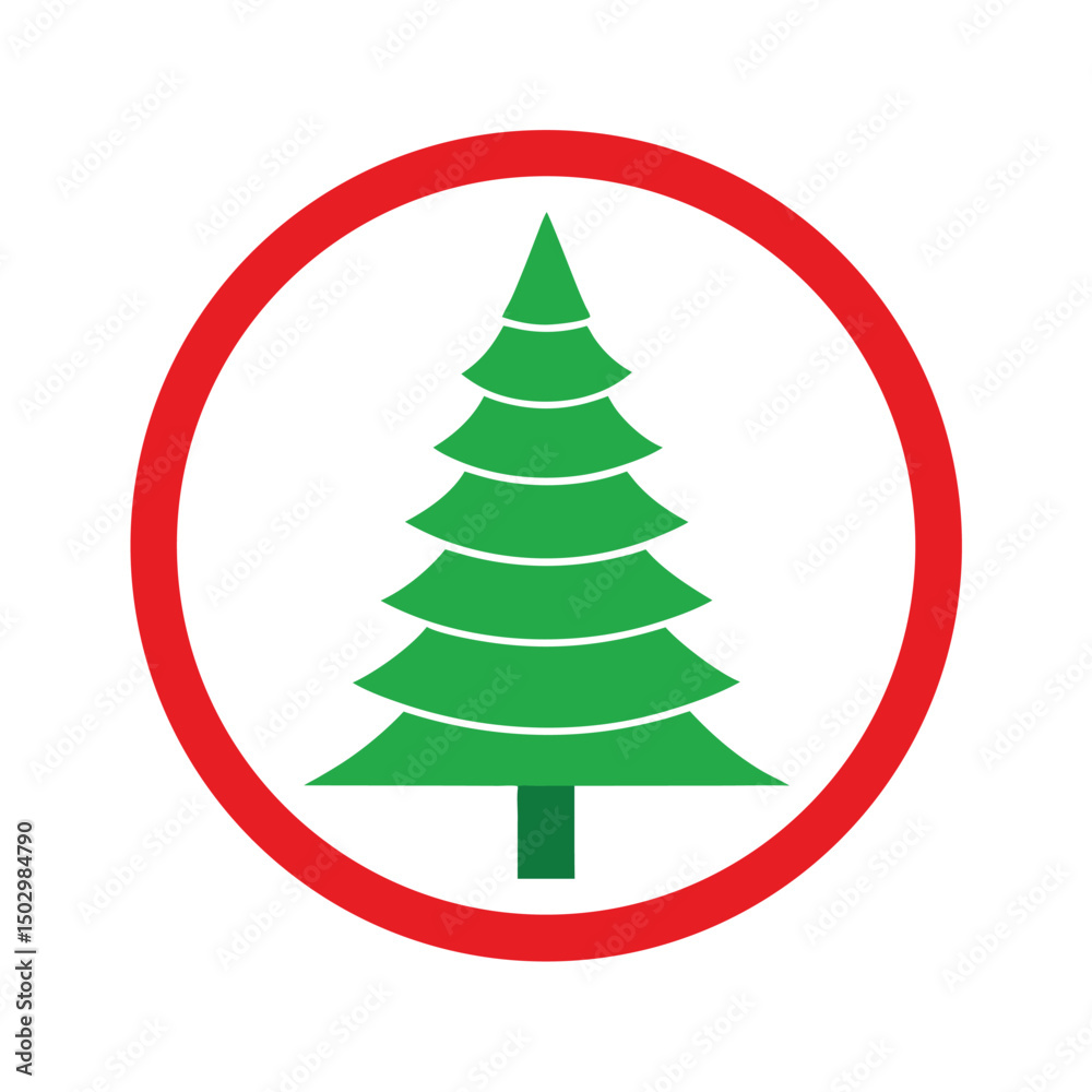 Fototapeta premium Simple Green Christmas Tree Icon