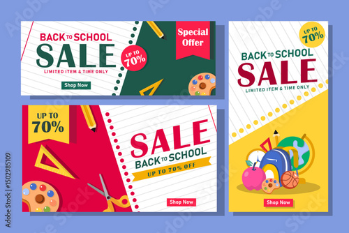 Set of vector banners for back to school promotion