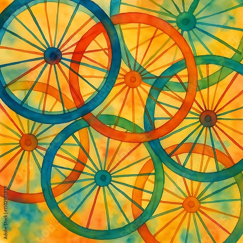 Bicycle wheels as abstract patterns or backgrounds