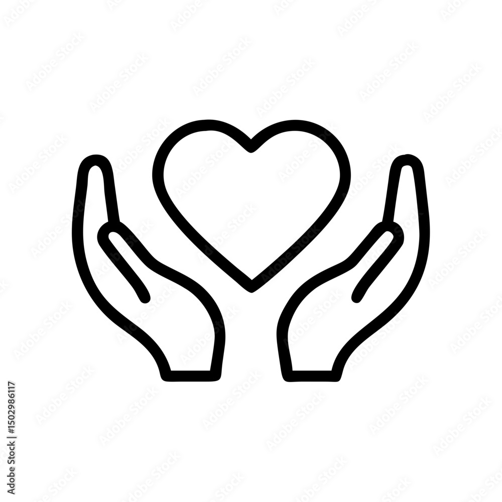 ícone de coração nas mãos, vetor PNG ou SVG com fundo transparente