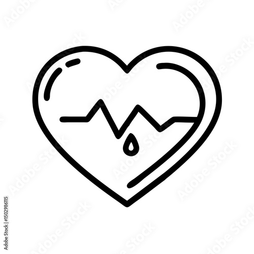 Cœur avec électrocardiogramme, icône vectorielle PNG

