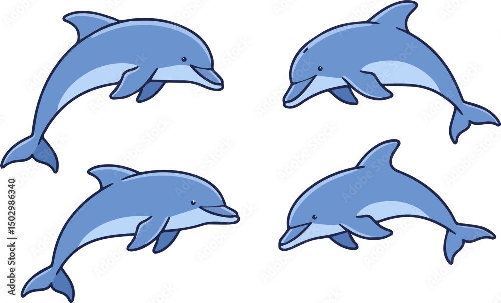 Create a kinds of Dolphin fish animal vector icon illustration, Cute blue dolphins set, dolphin jumping isolated on with white background . Create a kinds of Dolphin fish animal vector icon illustration, Cute blue dolphins set, dolphin jumping isolated on with white background .
