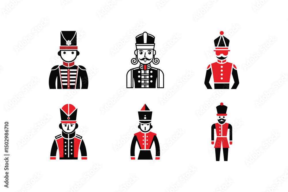 Fototapeta premium Nutcracker Soldier Vector Set