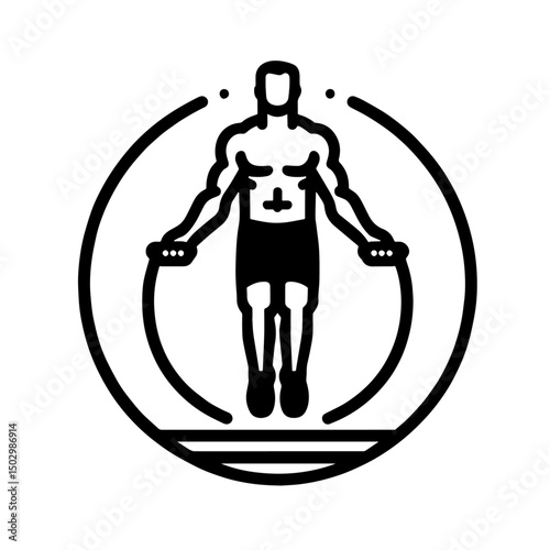 jump rope icon, fitness tool, outline vector, transparent background