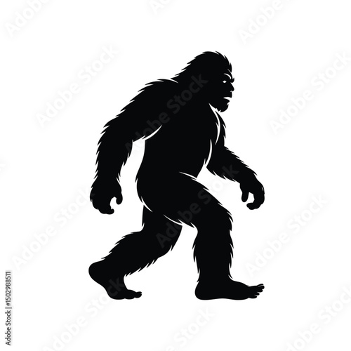 Elusive Sasquatch Silhouette vector Art & Illustration