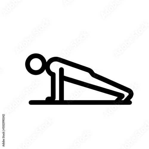 push-up exercise icon, person doing pushups, minimal line style, transparent background