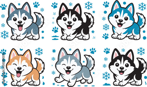 sticker pack of cute and funny husky