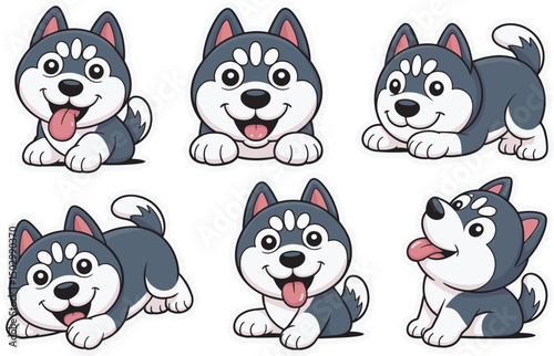 sticker pack of cute and funny husky