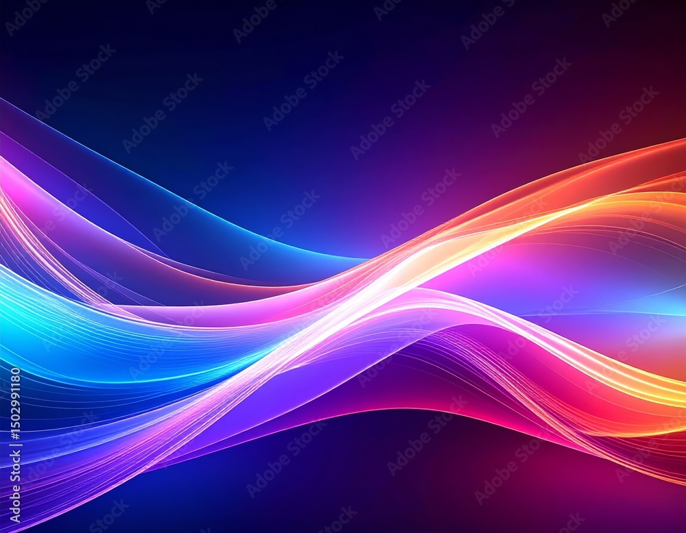 Fototapeta premium Transparent waves and lines abstract desktop wallpaper, bright meditative and colorful background