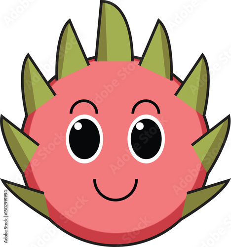 dragon fruit illustration expression smile vector