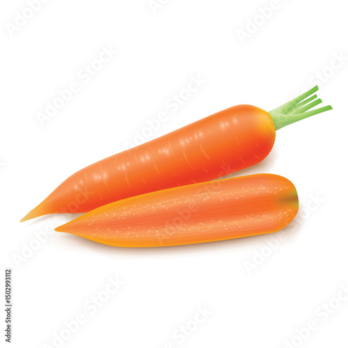 Fresh carrots isolated on white background