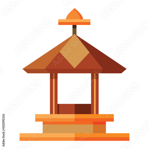 Simple Orange and Brown Balinese Gazebo Illustration