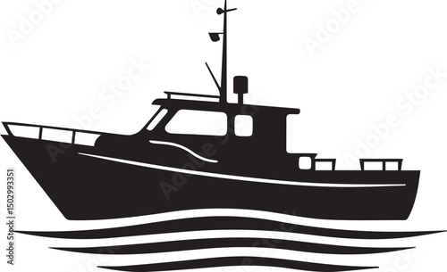 boat silhouette vector illustration black color