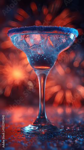 festive cocktail with fireworks