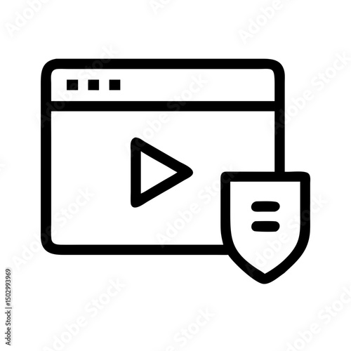 Video player interface with play button and shield icon symbolizing security in online content