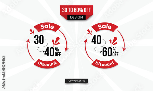 Rounded shape frame discount 30 to 60 percent off red with minimal background