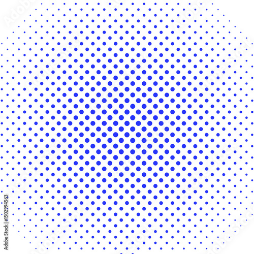 Radial Halftone Dot Pattern – Abstract Circular Design with Gradient Dot Size - Blue