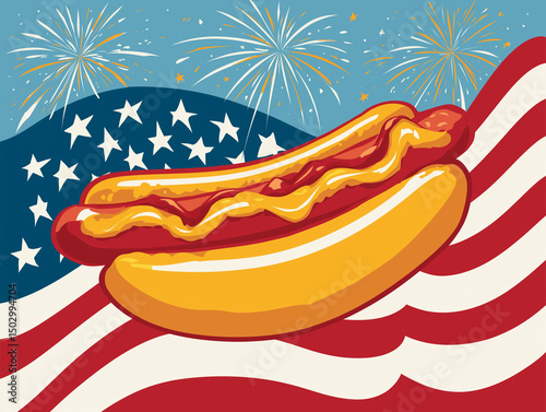 hot dog with american flag