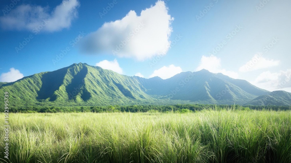 Fototapeta premium Serene Mountain Meadow Landscape