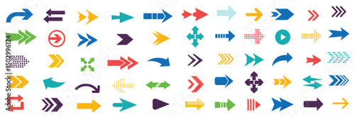Colorful arrow icon. Arrow. Arrow icon. Mega set of vector arrows. Black vector arrows collection. Cursor. Arrow vector icon. Modern simple arrows.