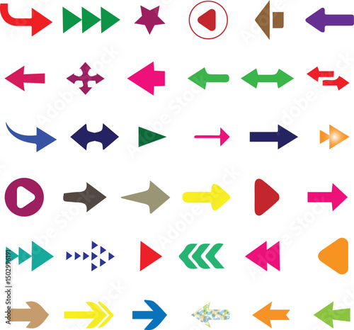 Colorful arrow icon. Arrow icon. Mega set of vector arrows. Black vector arrows collection. Cursor. Arrow vector icon. Modern simple arrows. arrows