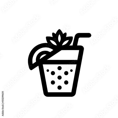 fresh juice icon, minimal outline vector, transparent background