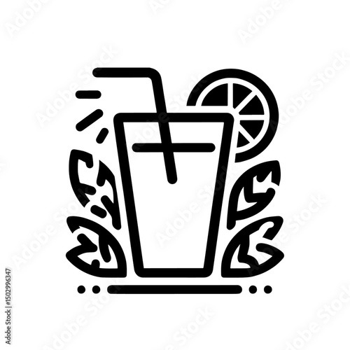 fresh juice icon, minimal outline vector, transparent background