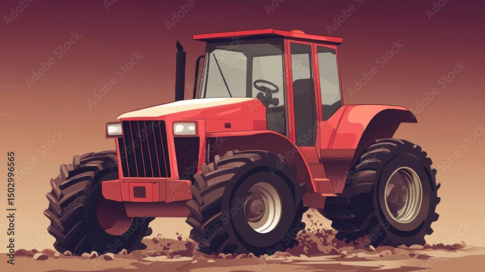 Obraz premium Powerful Farm Tractor in Mud