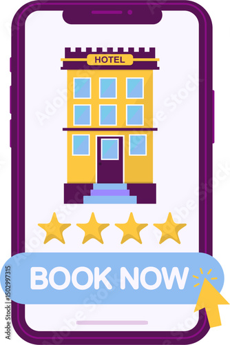 Mobile Hotel Booking Illustration