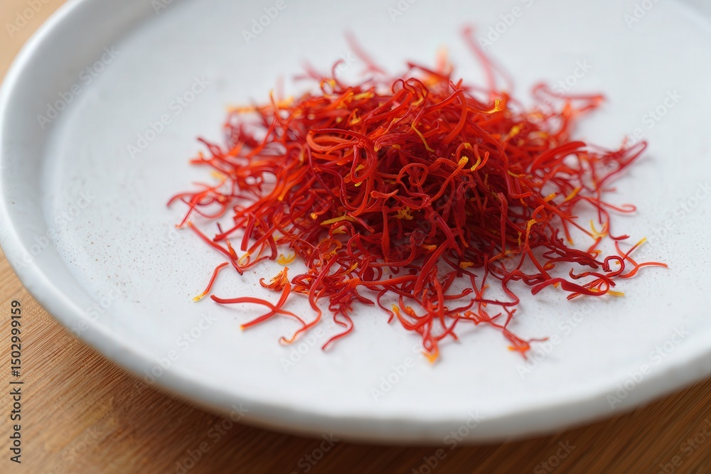 Fototapeta premium Red saffron on white plate.