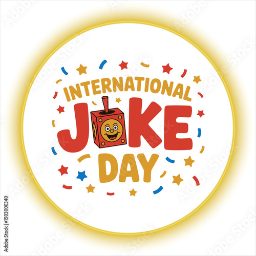 International Joke Day Laughter Concept,Cartoon Laughing Face with Red Nose,Joke Day Smiley Face Design Template,Comedy Theme Vector for Joke Day,Minimalist Funny Face Art for Joke Day