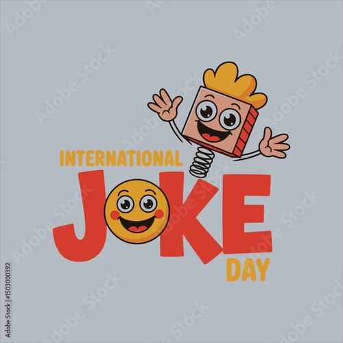 International Joke Day Laughter Concept,Cartoon Laughing Face with Red Nose,Joke Day Smiley Face Design Template,Comedy Theme Vector for Joke Day,Minimalist Funny Face Art for Joke Day