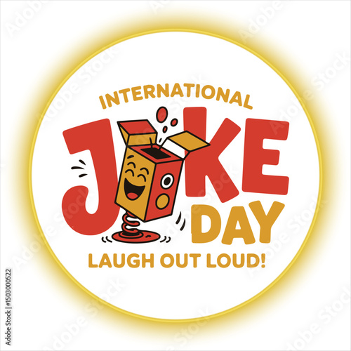 International Joke Day Laughter Concept,Cartoon Laughing Face with Red Nose,Joke Day Smiley Face Design Template,Comedy Theme Vector for Joke Day,Minimalist Funny Face Art for Joke Day