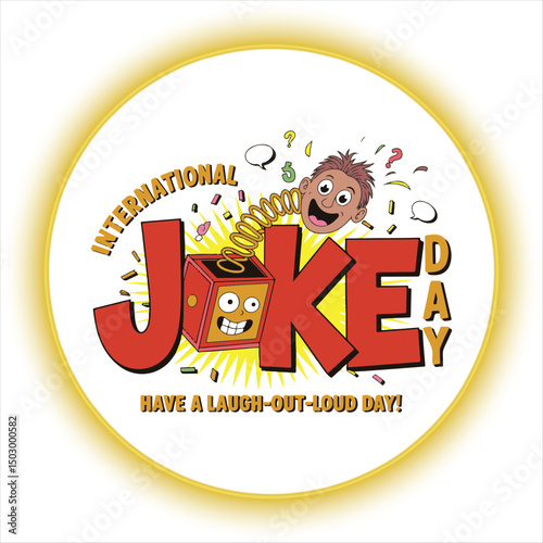 International Joke Day Laughter Concept,Cartoon Laughing Face with Red Nose,Joke Day Smiley Face Design Template,Comedy Theme Vector for Joke Day,Minimalist Funny Face Art for Joke Day